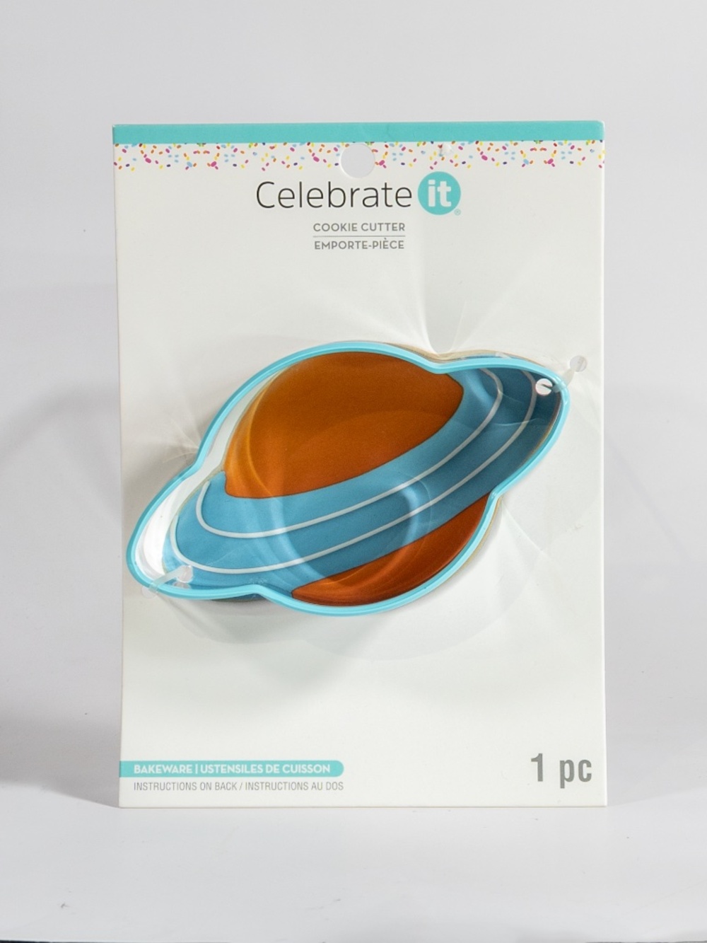 Saturn Space Stainless Steel Cookie Cutter Comfort Grip Edges Planet 4" Blue NEW